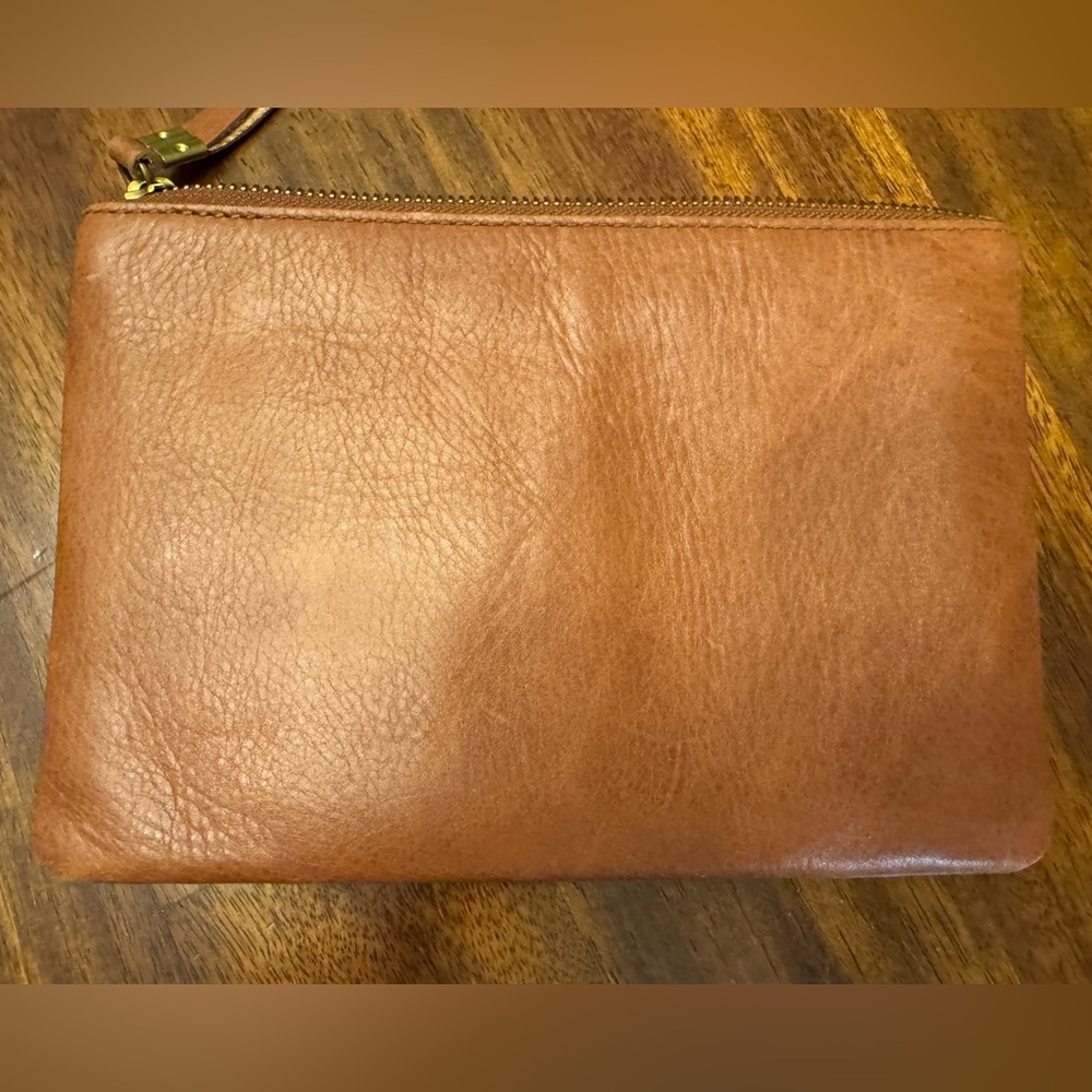 Madewell Elegant Brown Faux Leather Clutch zipper wallet - Picture 2 of 7